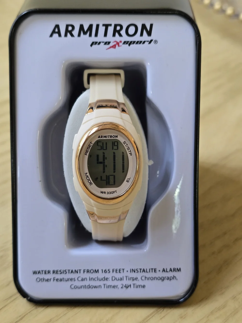Armitron Women's Cream Digital Sport Watch with Rose Gold Accent